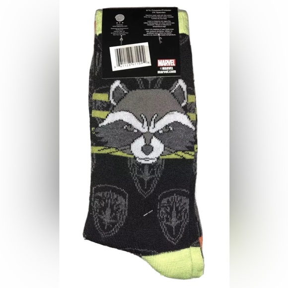 Guardians of the Galaxy Groot Rocket Raccoon Crew Socks 2Pair Men 6-12 Black NEW - Picture 2 of 8